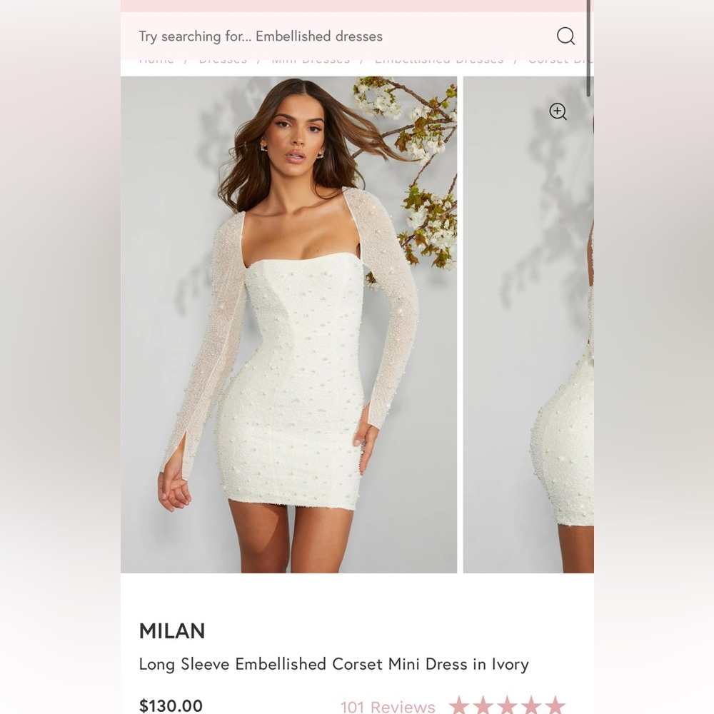 Oh Polly Milan long sleeved embellished dress